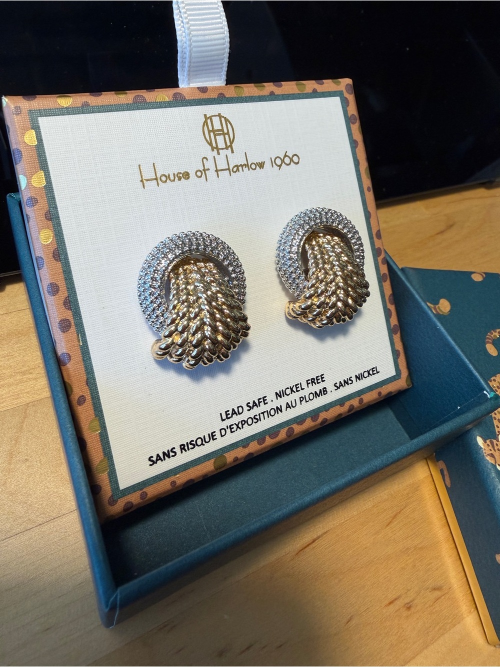 House of Harlow 1960 Two-Tone Earrings in Gold & Silver - Picture 2 of 4